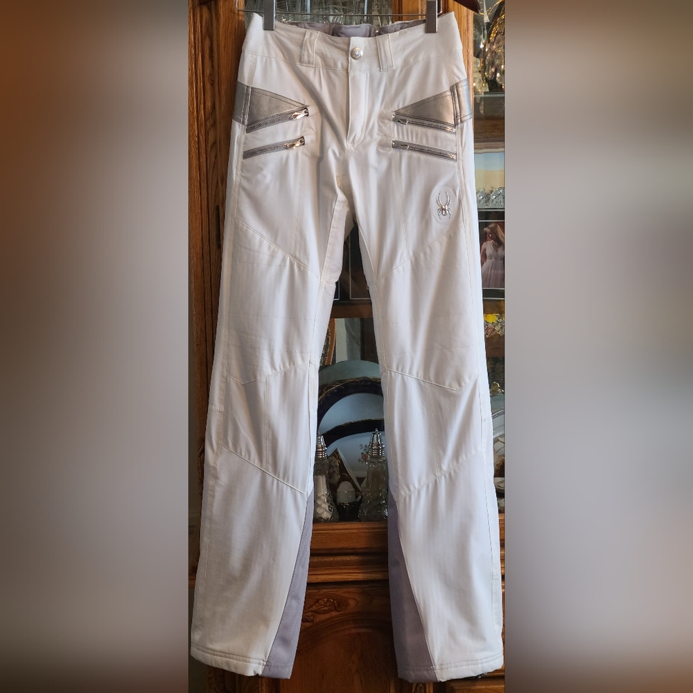 Spyder Amour Ski Pants White/Silver Size 4